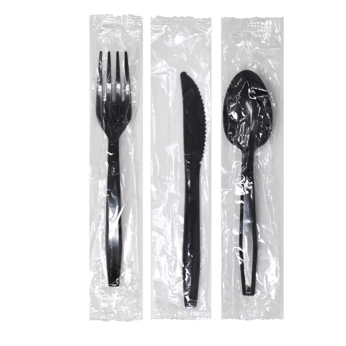 Heavy Duty Black Disposable Plastic Cutlery Set - 3000 Count Bulk Pack (Fork, Spoon, Knife) | Individually Wrapped | Durable for Restaurants, BBQ Parties, Office Events & Catering | Eco-Friendly Disposable Utensils for Picnics, Weddings & Large Gatherings