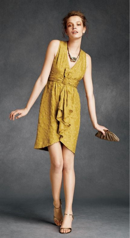 BHLDN Tethered Dots Dress in Lemongrass - Floral Print Midi Dress for Wedding Guest, Bridal Shower & Summer Occasions