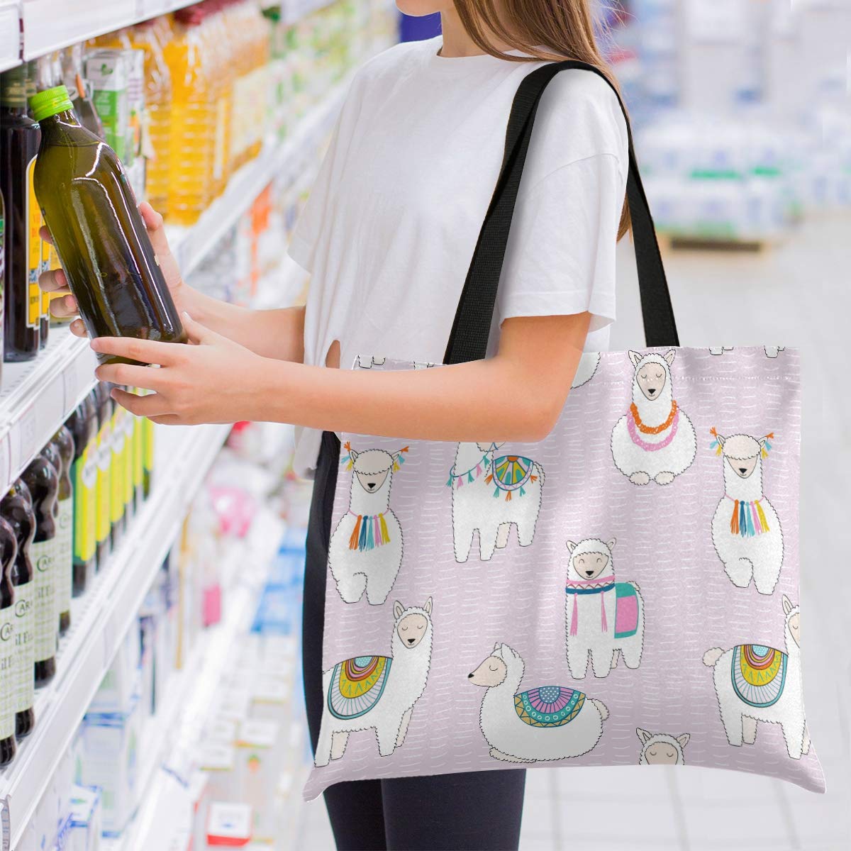 Visesunny Canvas Tote Bag for Women - Lightweight Foldable Shoulder Bag, Eco-Friendly Shopping Bag & Travel Handbag for Ladies, Teens, Girls - Perfect for Grocery, Beach, Work & Daily Use