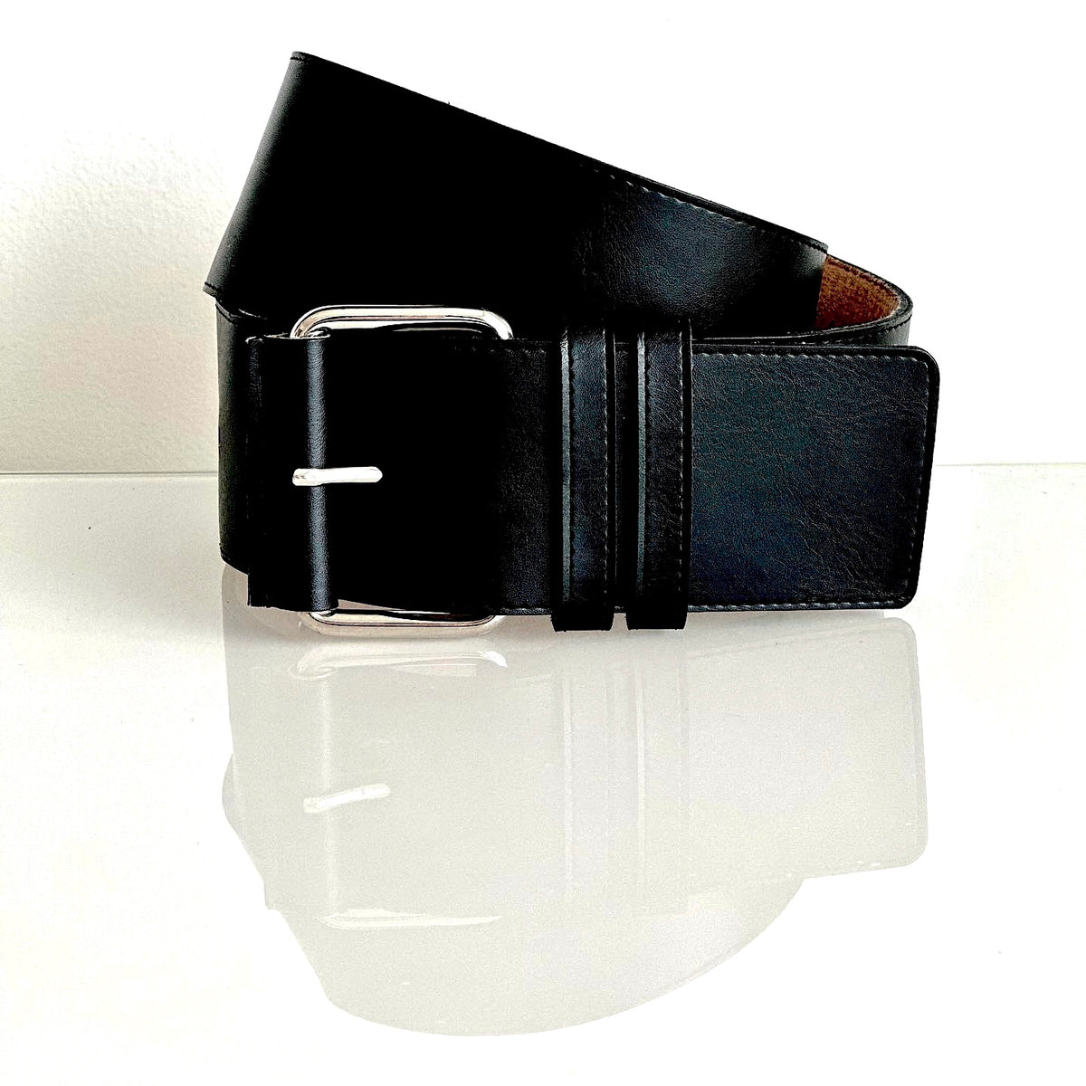 Bhava Black Apple Leather Wide Waist Cinch Belt for Women | Fashion Waist Trainer & Corset Accessory | Perfect for Dresses, Tops & Body Shaping