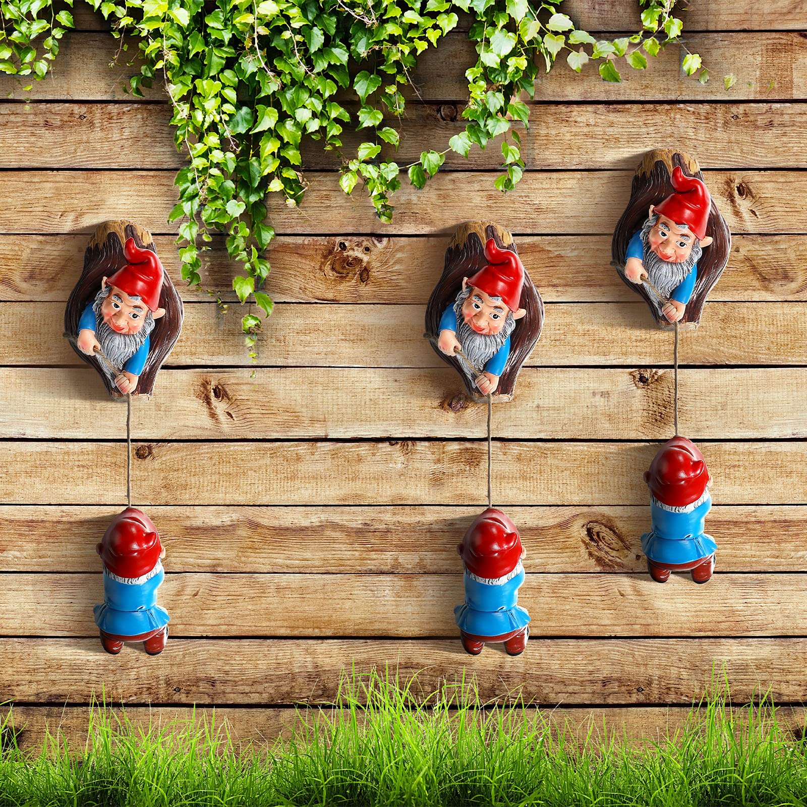 Jetec Climbing Gnomes Outdoor Decor - Resin Tree Sculpture & Hanging Statue for Garden, Patio, Lawn - Whimsical Yard Ornament & Tree Hugger Decoration (Perfect for Fairy Gardens, Outdoor Parties & Seasonal Displays)