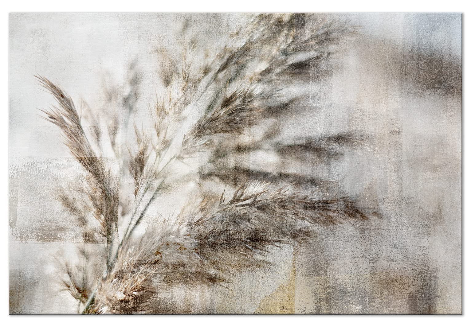 Artgeist Stretched Canvas Wall Art Print - 35x24 Inch Nature Painting with Roses, Pampas Grass & Branches, Framed Home Decor for Living Room, Bedroom & Office (1 Piece, Style: b-C-0970-b-a)