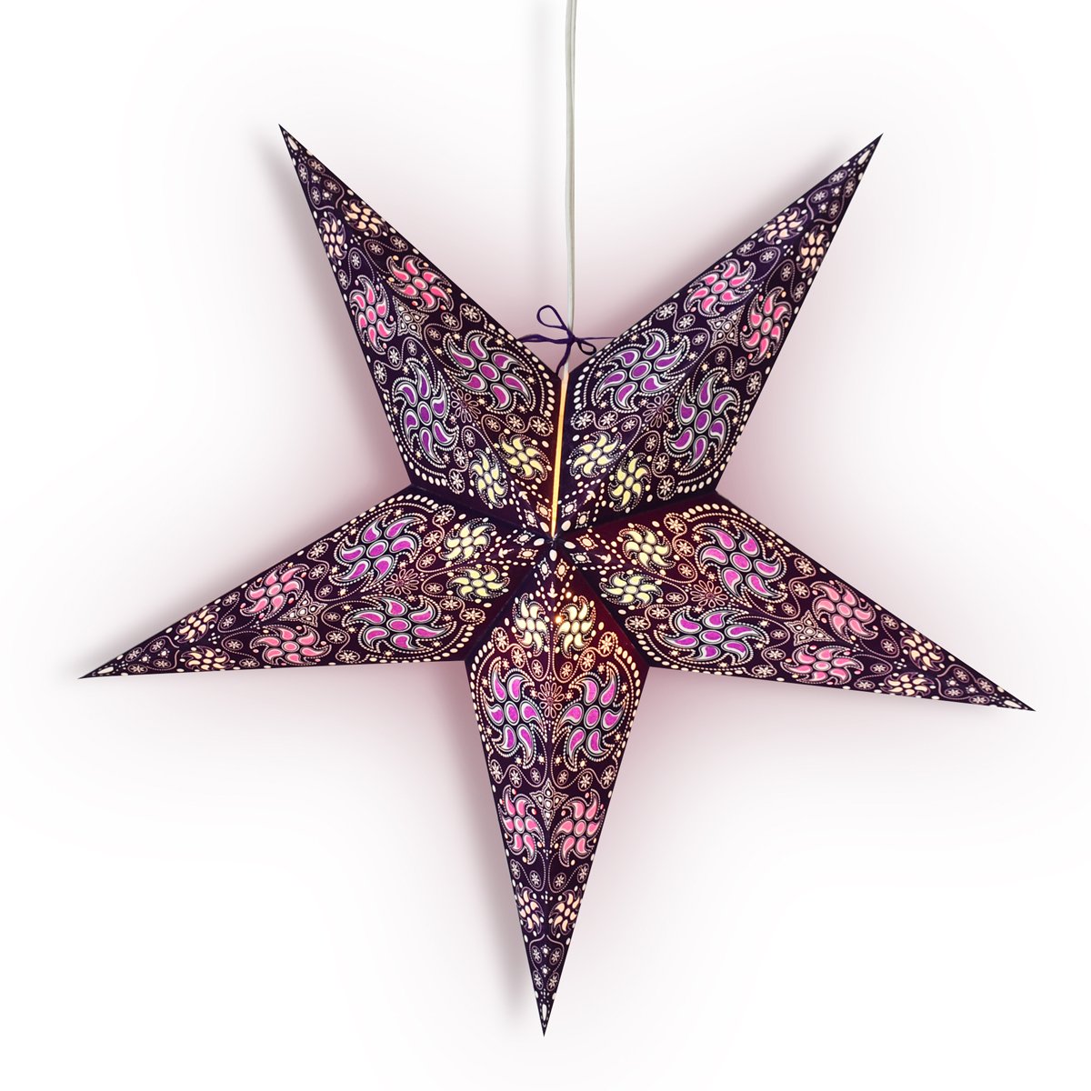 24 Pack Purple Winds Paper Star Lanterns - Hanging Wedding & Party Decorations for Indoor/Outdoor Events, Baby Showers & Home Decor