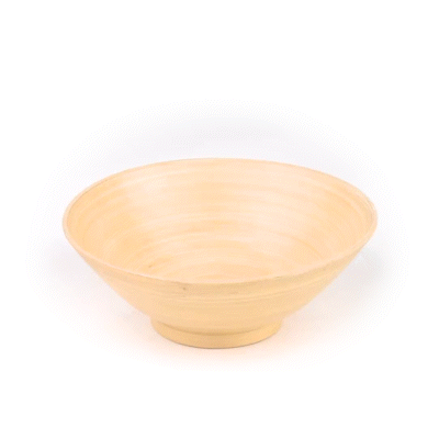 Premium 29 oz Round Bamboo Serving Bowl - Natural Eco-Friendly Spun Bamboo - 8.25