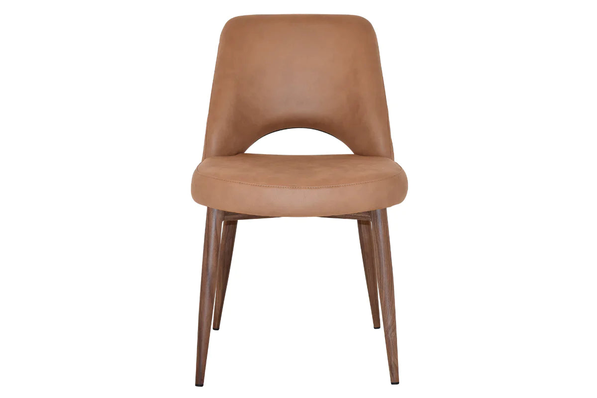 EZ Hospitality Cairo Indoor Armless Chair with Metal Base - Light Walnut Finish, 4-Leg Design for Dining Room, Office, or Waiting Area