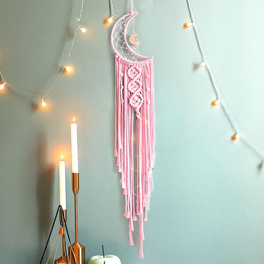 JOBOSI Moon Handmade Dream Catcher - Boho Hippie Wall Hanging for Bedroom Decor, Unique Gifts for Women, Girls, Teens & Mothers - Perfect for Nursery, Dorm Room & Boho Home Decor