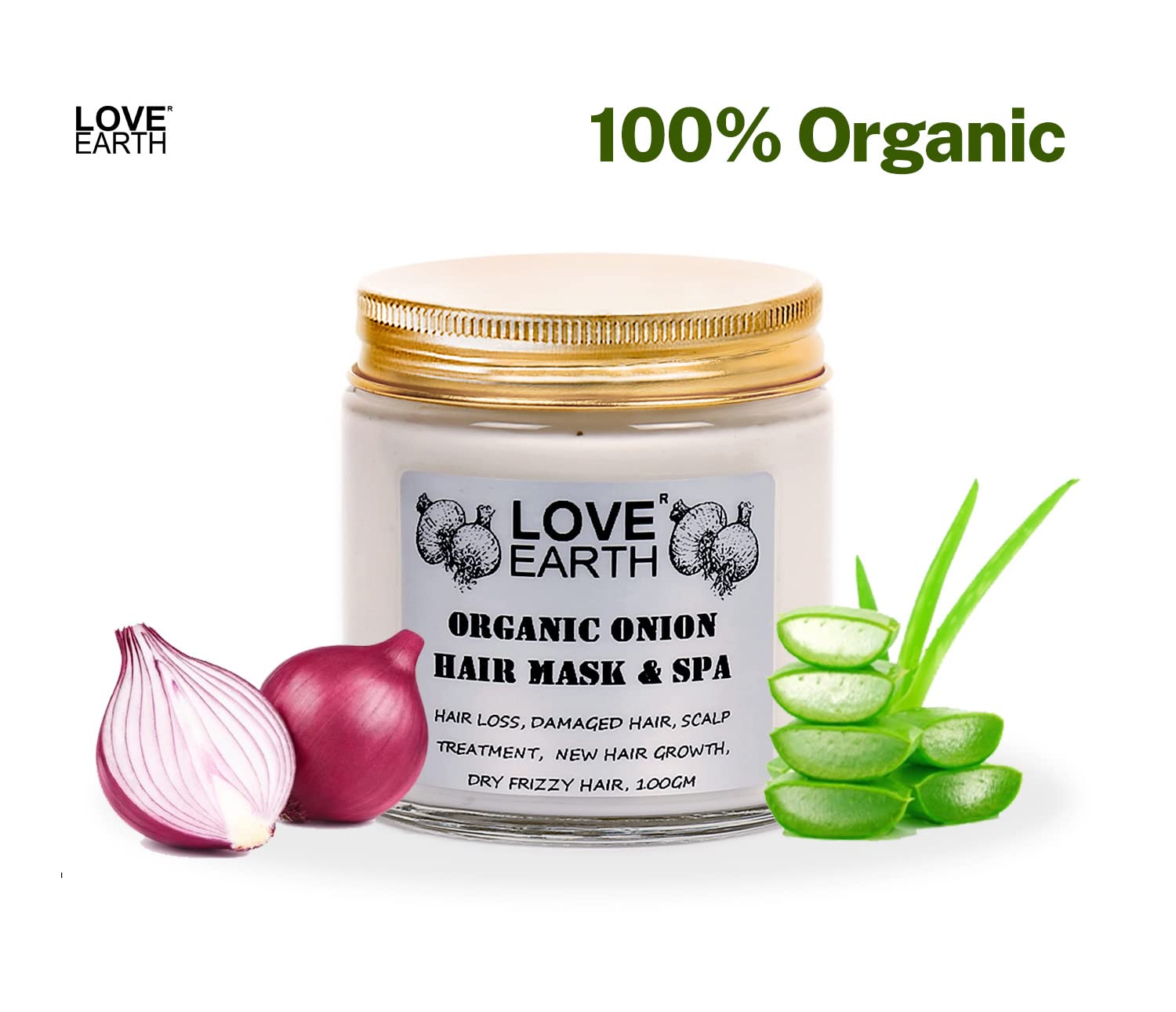 Organic Onion Hair Mask with Onion Extract - 100g Deep Conditioning Treatment for Smooth, Frizz-Free Hair | Hair Spa & Repair for Dry, Damaged Hair | Perfect for Home Hair Care & Salon Treatments