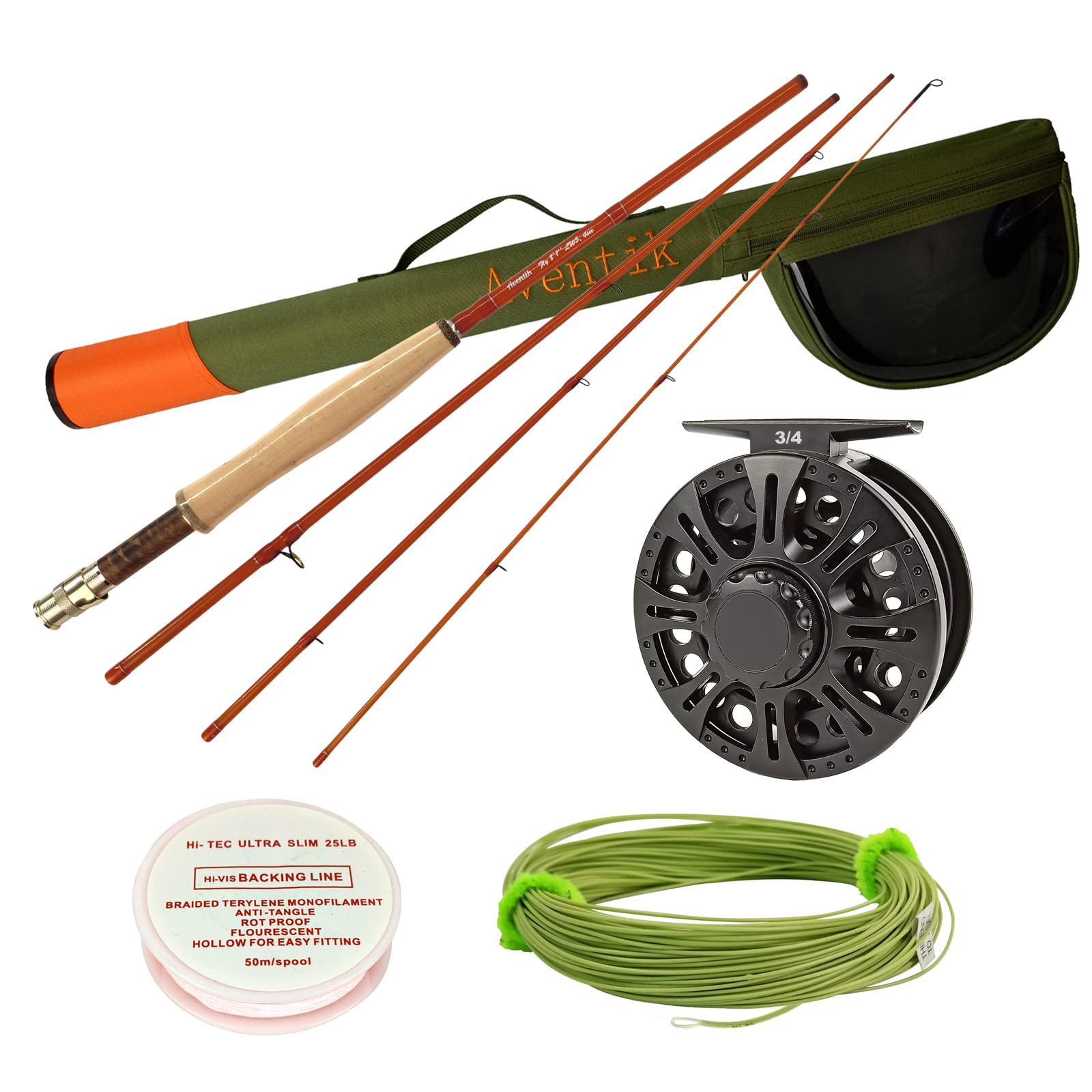 Aventik S Glass Fiberglass Fly Rod - Lightweight & Durable Fly Fishing Kit with Transparent Colors | Perfect for Freshwater & Saltwater Fishing