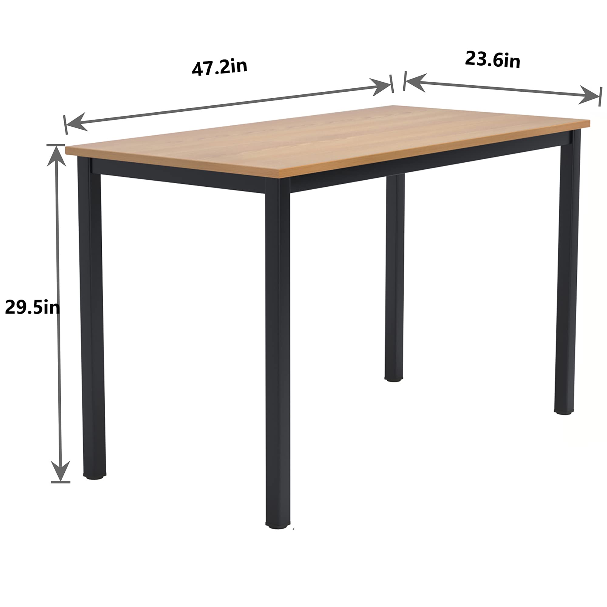 Soges 47 Inch Modern Teak & Black Computer Desk - Home Office, Gaming, Study, Writing Workstation for PC & Laptop | Perfect for Small Spaces & Remote Work