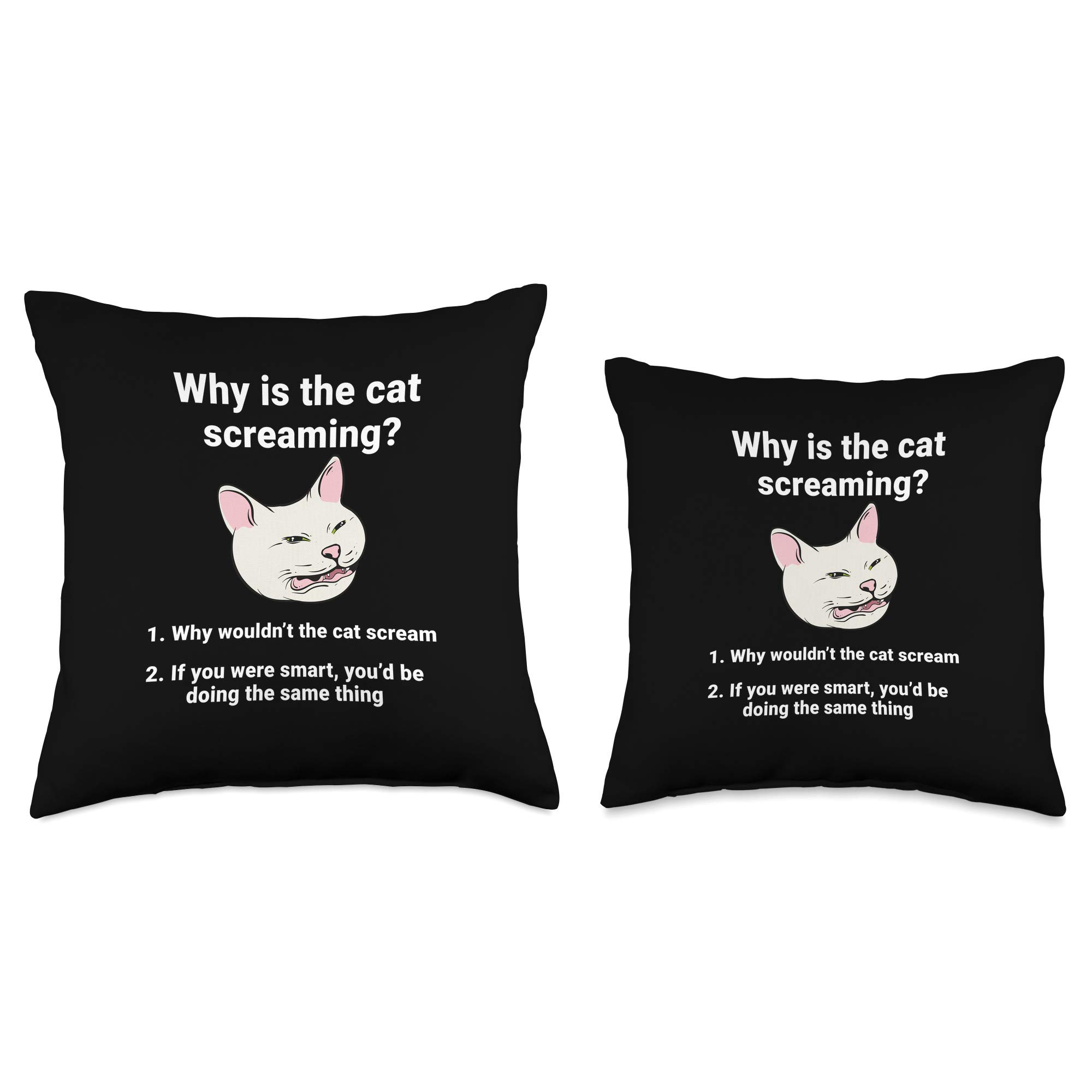 Funny Cat Meme Throw Pillow - Hilarious Screaming Cat Design for Home Decor, Couch & Bed - Perfect Gift for Cat Lovers