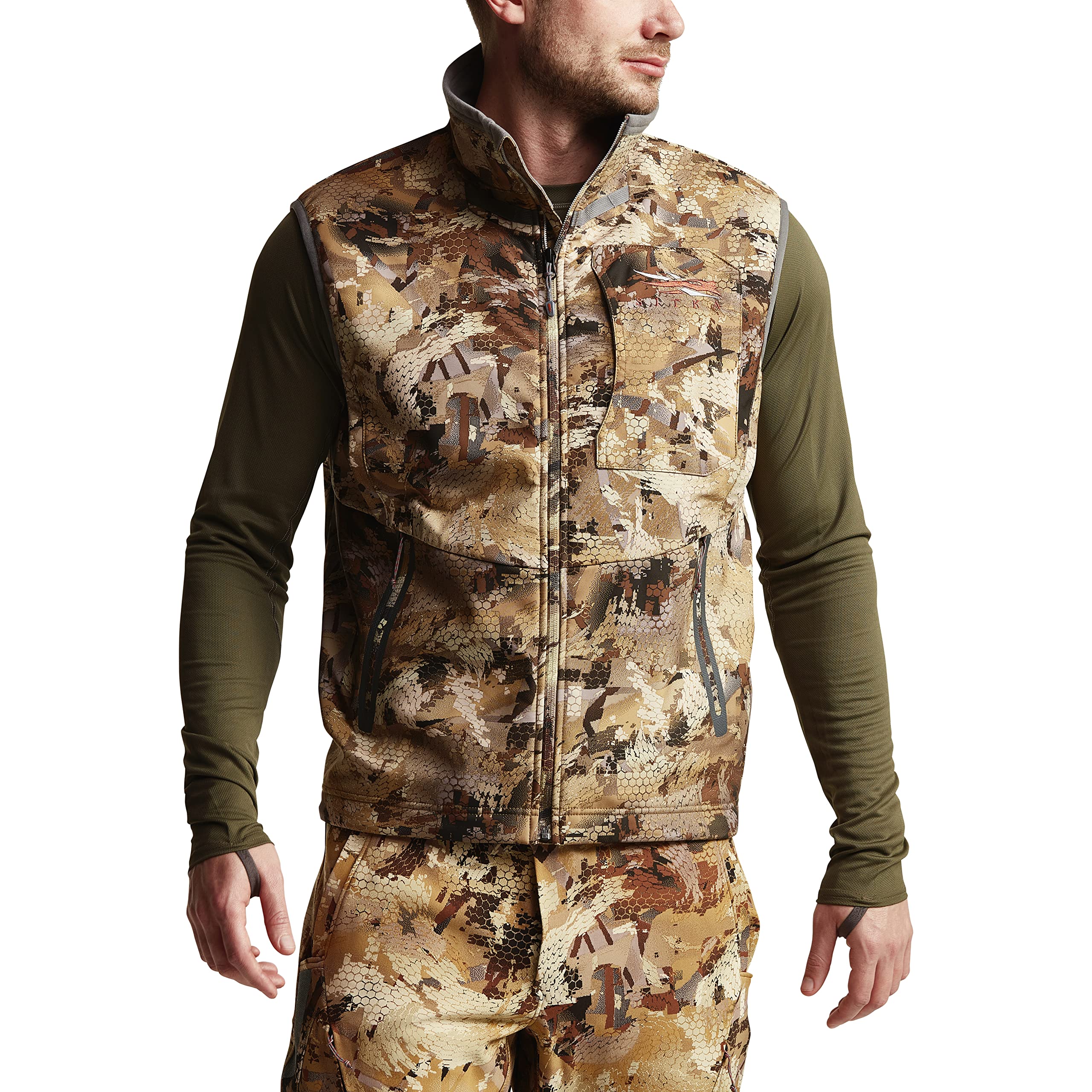 Sitka Men's Dakota Camo Hunting Vest - Water Repellent, Lightweight & Durable for Outdoor Adventures - Perfect for Deer Hunting, Turkey Season & Wilderness Exploration