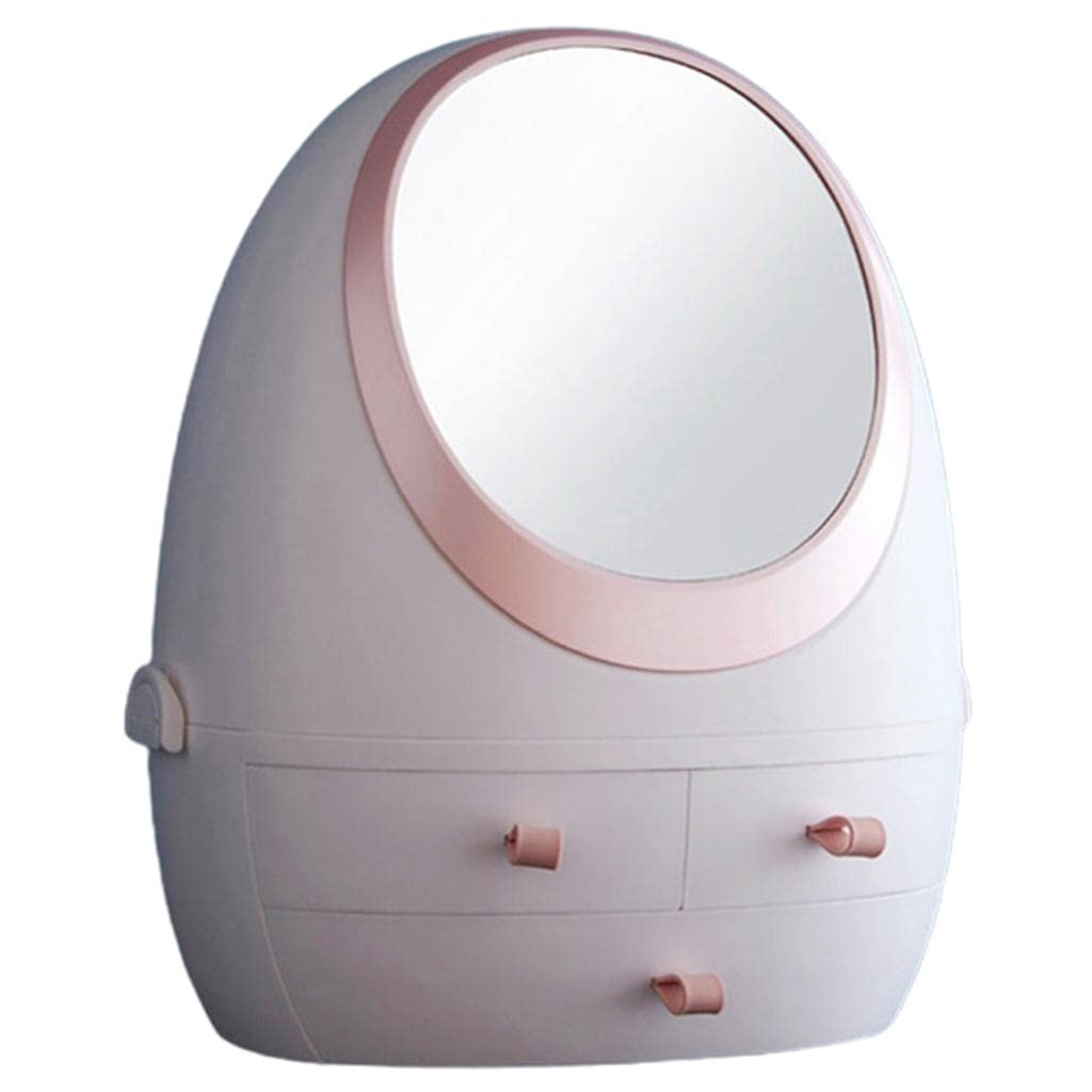 VMS INDIA Makeup Organizer with LED Mirror - Cosmetic Storage Display Case for Vanity, Bathroom & Travel - Adjustable Compartments & Bright Lighting for Easy Makeup Application