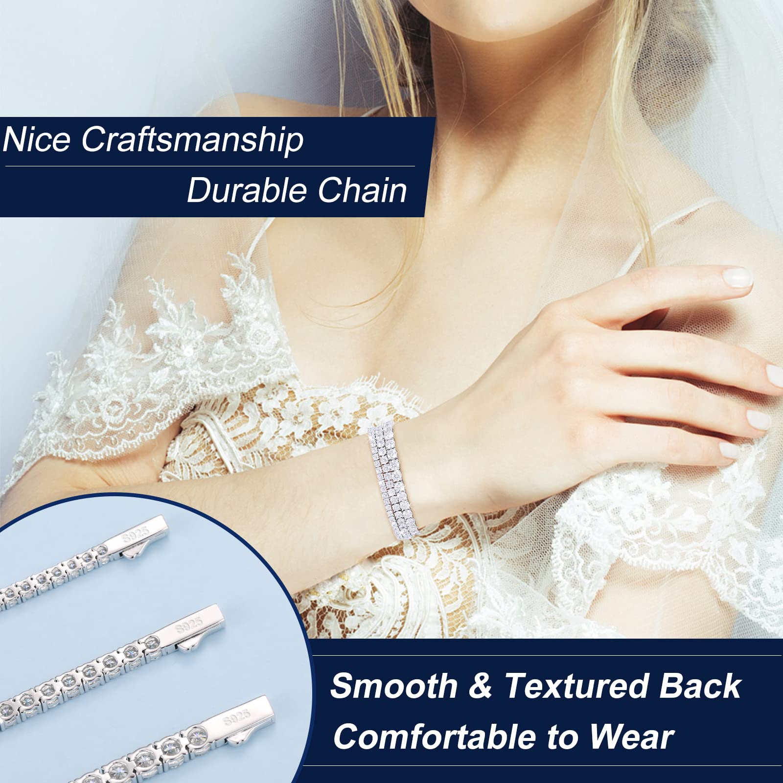 TUHE 1.92ct-21ct Lab Grown Moissanite Tennis Bracelet (2-5mm) | 18k Gold Plated 925 Sterling Silver | D Color VVS1 Round Cut Diamond Bracelet for Women & Men | Elegant Jewelry Gift for Mother's Day, Anniversary, Wedding & Special Occasions