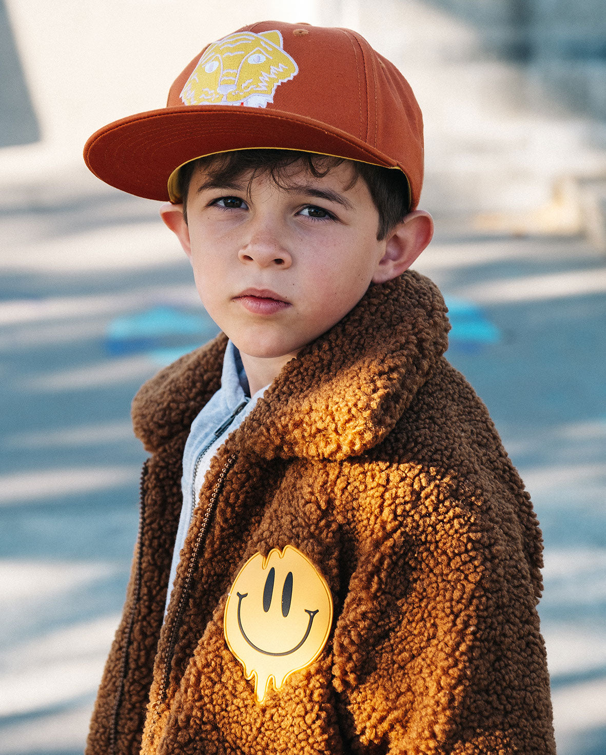 Band of Boys Fluffy Bomber Jacket - Warm Winter Coat for Kids, Soft & Cozy Ochre Puffer Jacket - Perfect for Outdoor Play & Cold Weather Activities