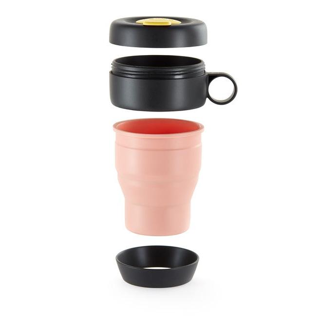 Collapsible Travel Mug - Portable & Leak-Proof Insulated Coffee Cup for Hot & Cold Drinks, Perfect for Camping, Hiking, and Commuting - Coral