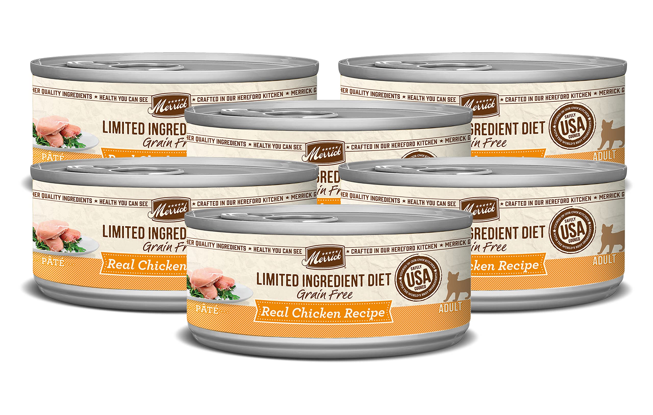Merrick Limited Ingredient Grain-Free Wet Cat Food - Real Chicken Recipe Pate for Adult Cats - Single-Source Protein with Vitamins & Minerals - 5oz (6 Pack) - Perfect for Sensitive Stomachs & Food Allergies