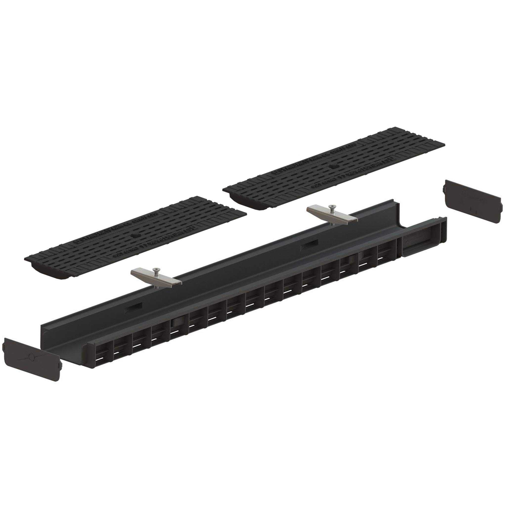 Vodaland 4-Inch Trench Drain ADA Compliant Heel-Proof Cast Iron Grate Kit (2-Inch Channel Depth) – Ideal for Commercial Kitchens, Pool Decks, and Outdoor Walkways