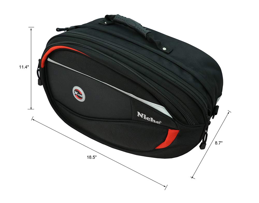 Premium 2-Piece Motorcycle Saddle Bags - Waterproof Expandable Panniers for Street & Sport Bikes | Durable Side Luggage for Commuting, Touring & Road Trips | NMO-8209