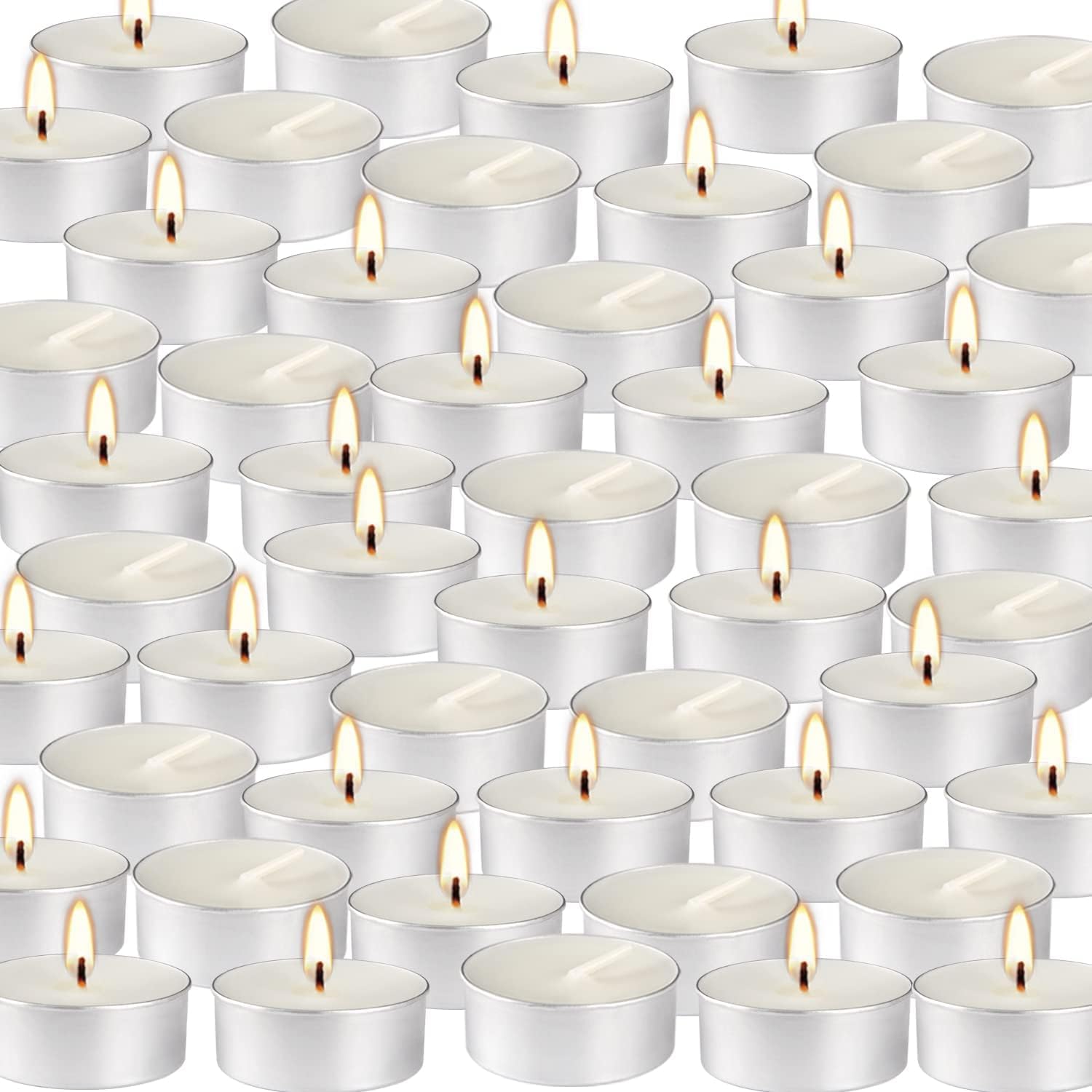 Unscented White Tea Light Candles - 100 Pack, Smokeless & Dripless, 4-Hour Burn Time for Weddings, Home Decor, Pool Parties & Shabbat - Bulk Long-Lasting Flameless Candles for Romantic Ambiance & Special Occasions