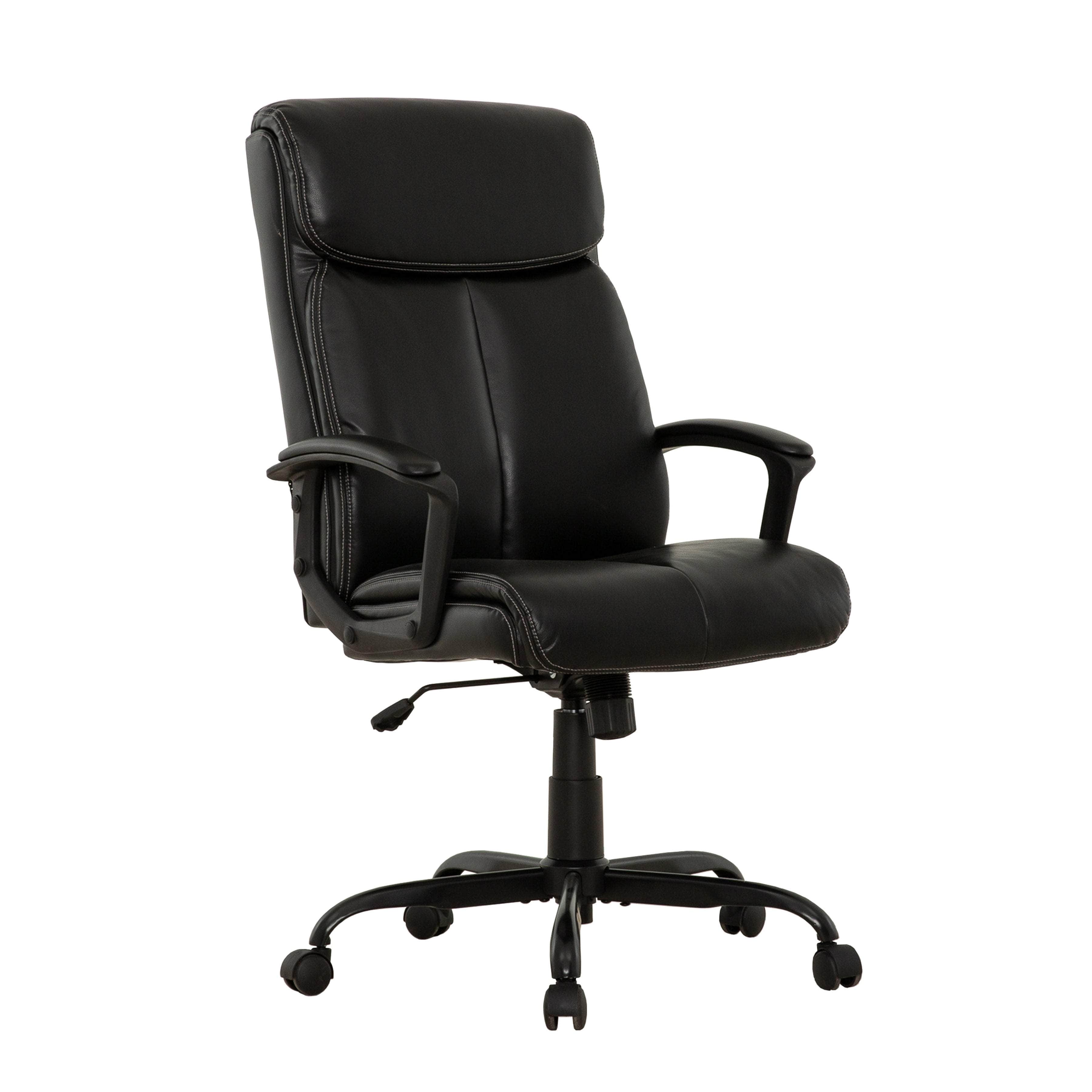 Sealy Zeus Black Faux Leather Swivel Office Chair - Ergonomic Executive Desk Chair for Home & Office Workspace