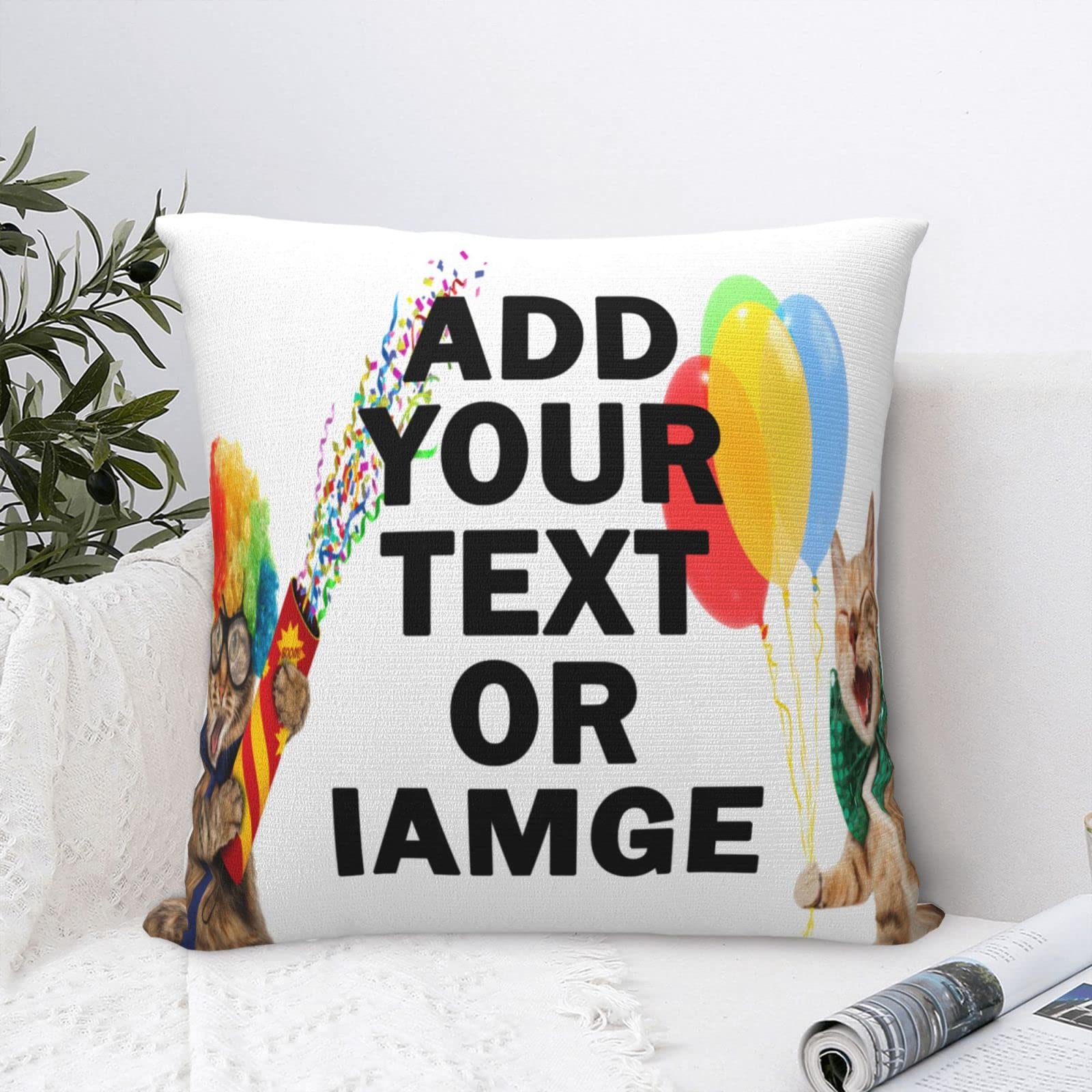 Custom Photo Pillow Covers 18x18 - Personalized Throw Pillowcases with Pictures & Text - Unique Birthday, Christmas & Halloween Gifts - Perfect for Home Decor, Couples Gifts & Special Occasions