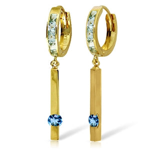 1.35 Carat 14K Solid Yellow Gold Blue Topaz Stud Earrings for Women - Elegant Birthstone Jewelry Gift for Anniversary, Birthday & Special Occasions