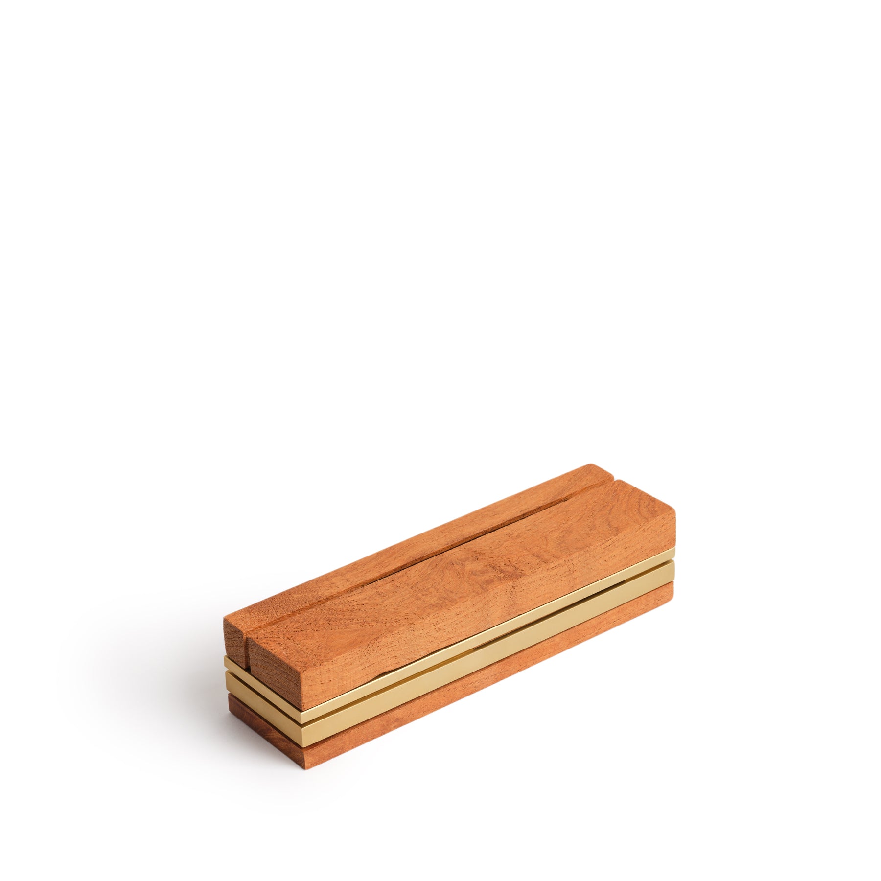 Tall Wood & Satin Brass Box Burner - Elegant Candle Holder for Home Decor, Dining Table Centerpiece, Wedding & Party Decoration