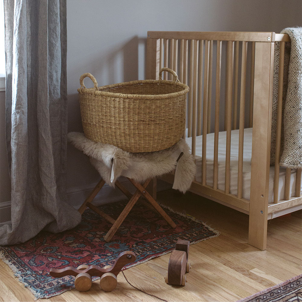 Natural Woven Poppy Floor Basket - Medium Size Storage Basket for Home Organization | Perfect for Blankets, Toys, and Laundry in Living Room, Bedroom, or Nursery