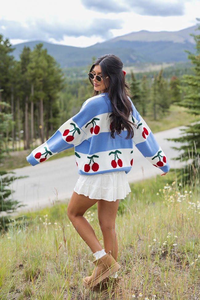 Stylish Blue Sweater for Women | The Cherry On Top Collection | Cozy & Trendy Pullover | Perfect for Casual Outfits & Winter Layering