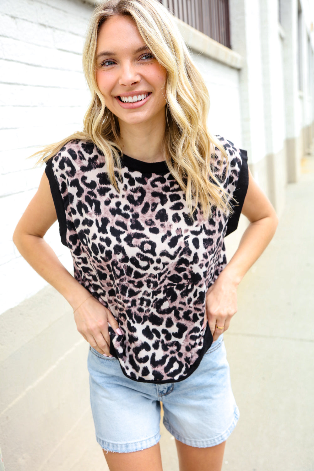 Be Bold Dolman Short Sleeve Leopard Print Knit Top - Women's Fashion Animal Print Blouse for Casual Wear, Date Night & Office Outfits