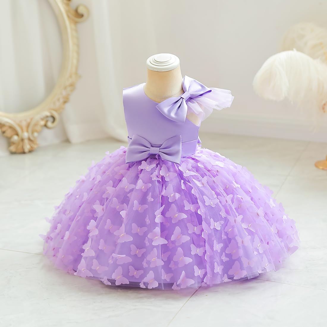 IBTOM CASTLE Toddler Butterfly Dress for Baby Girls - 3D Butterfly Tulle Birthday Party Dress, Princess Pageant Tutu Dress for Formal Occasions, Photoshoots & Special Events