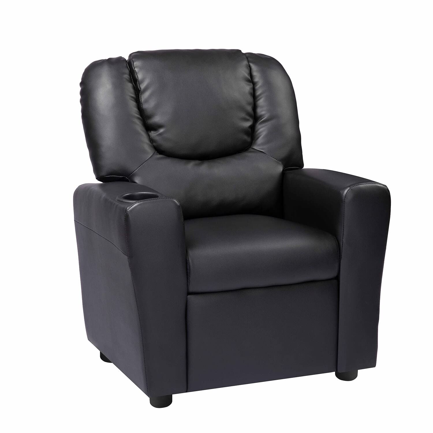 Naomi Home Suri Push Back Kids Recliner Chair with Footrest & Cup Holders - Toddler Recliner for Boys & Girls Age 3+ - PVC Upholstery - Perfect for Playroom, Bedroom or Family Room Relaxation
