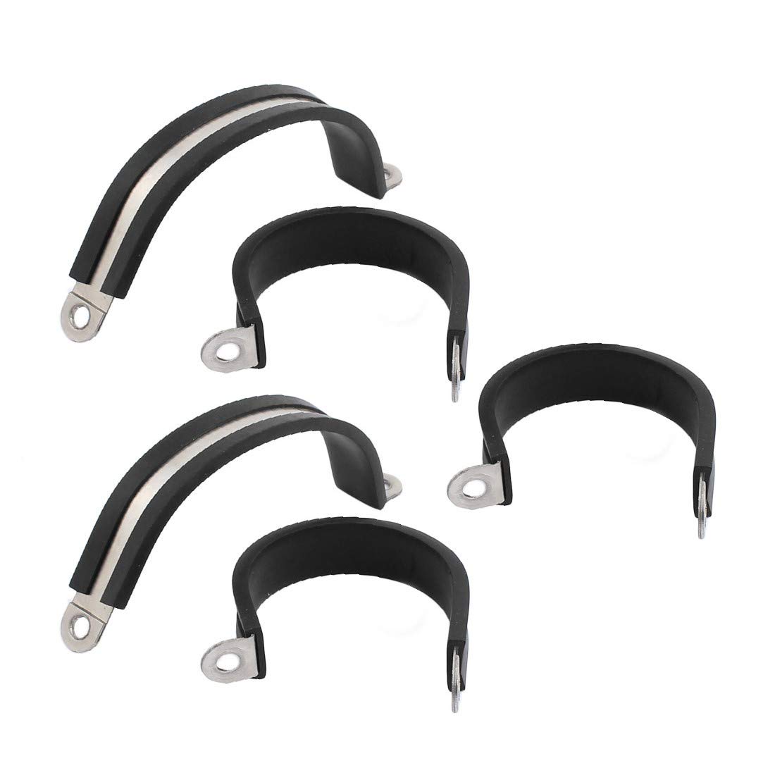 5Pcs 42mm Stainless Steel R-Shaped Tube Pipe Clamps with Rubber Lining - Heavy Duty Cable Clips for Plumbing, Automotive, and Electrical Wiring Organization