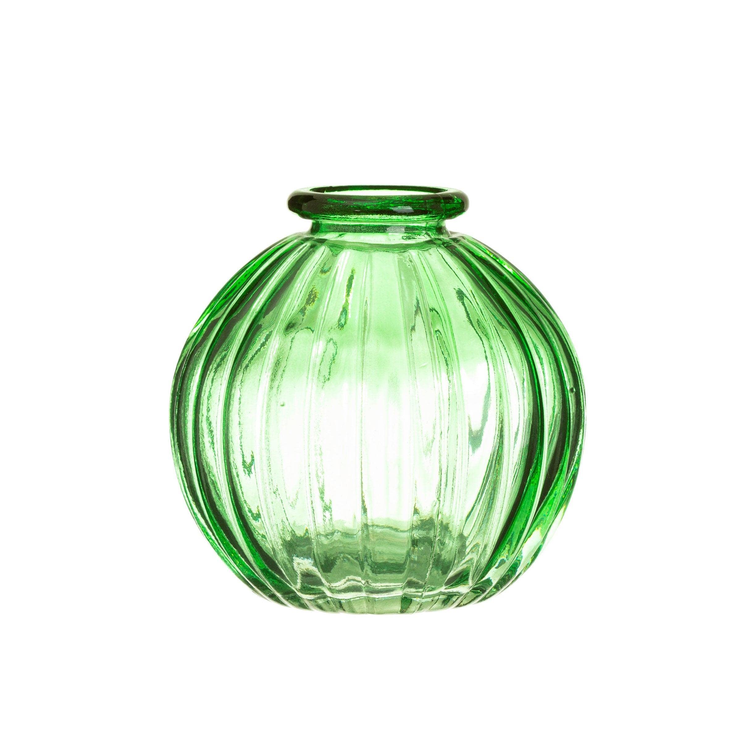 Sass & Belle Green Glass Bud Vases - Set of 3 Small Floral Vases for Home Decor, Wedding Centerpieces & Table Arrangements