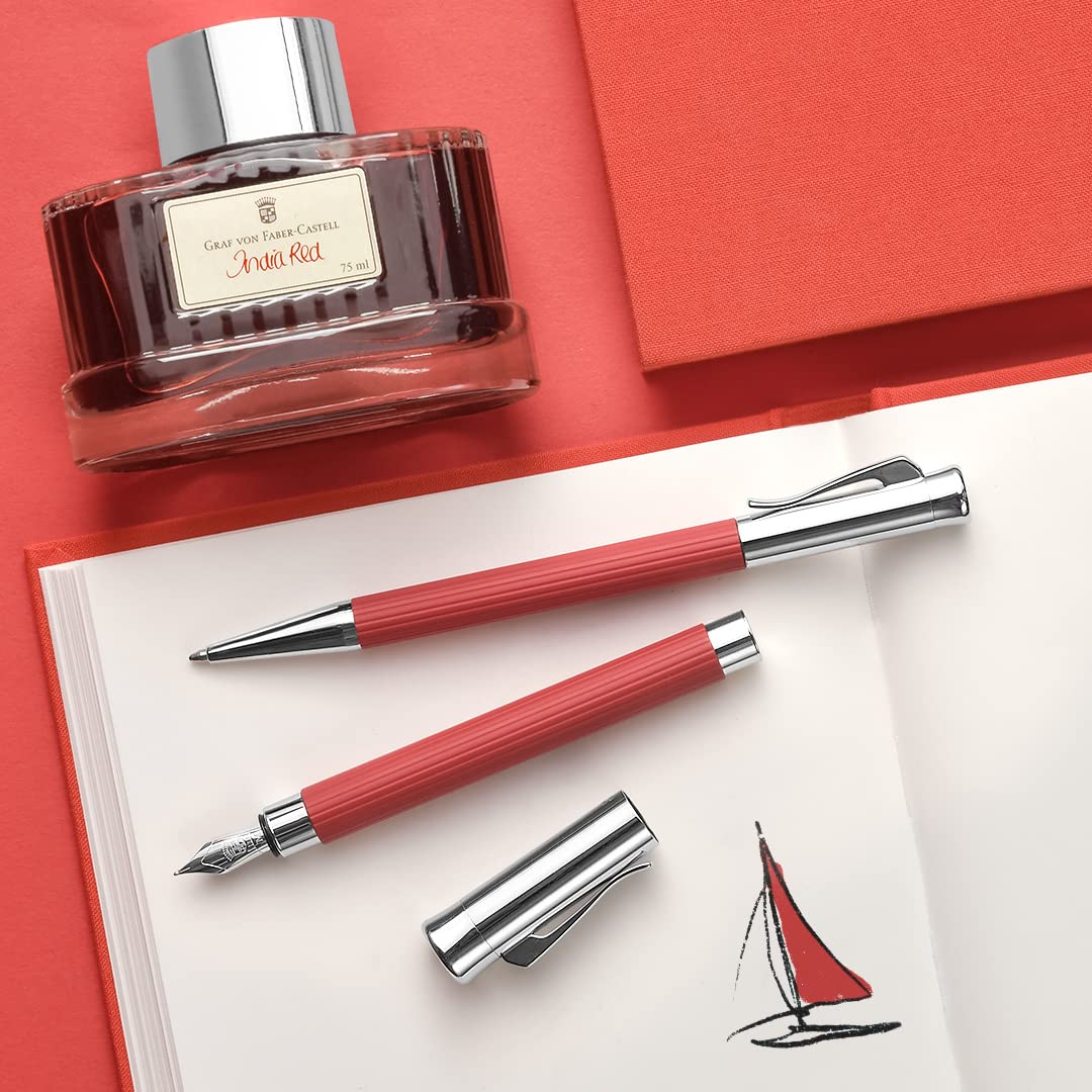 Graf von Faber-Castell Tamitio India Red Ballpoint Pen - Black Ink 0.5mm Refill | Premium Writing Instrument for Business, Gifts & Luxury Collectors