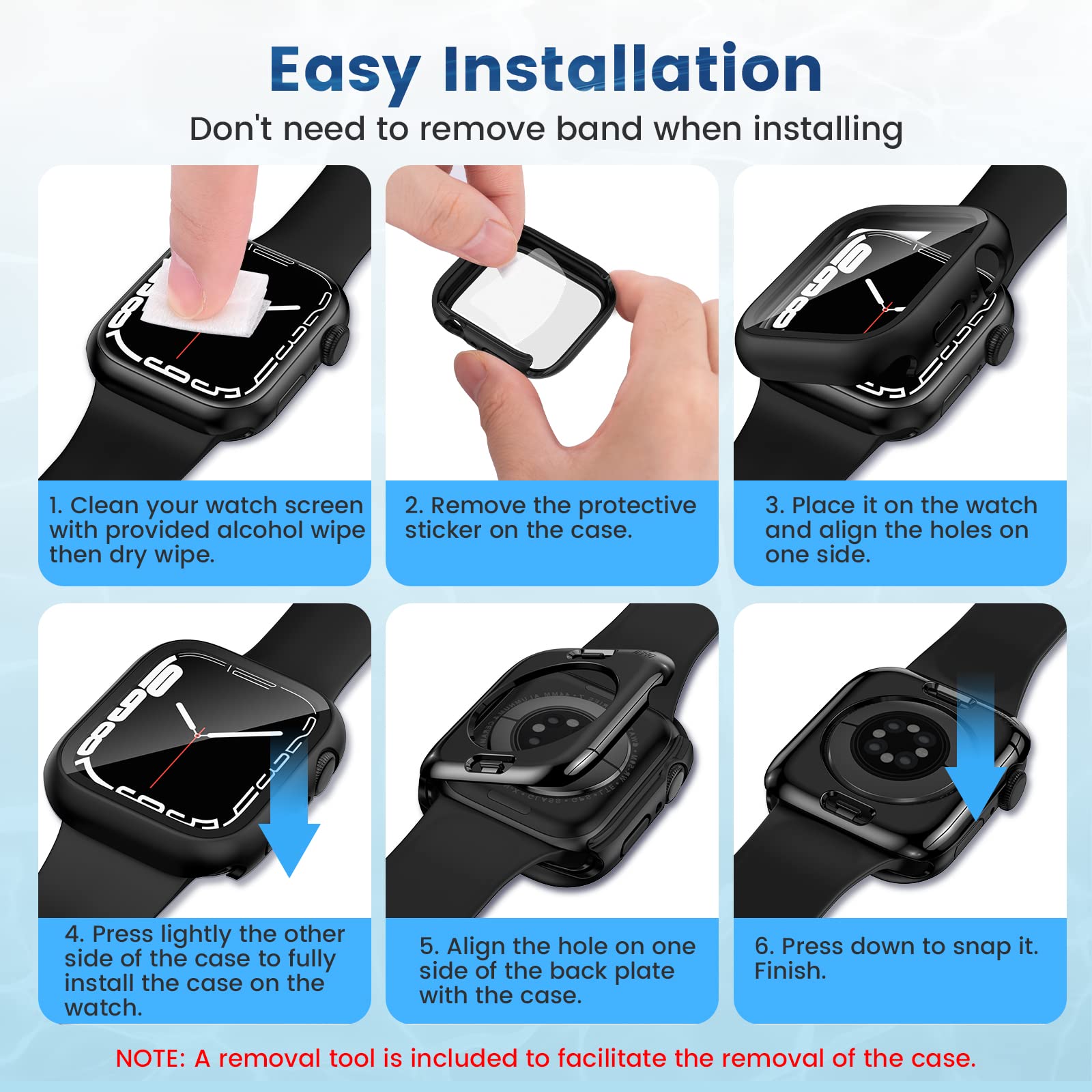 2 Pack Waterproof Case for Apple Watch Series 9/8/7 41mm - Shockproof Protective Cover with Built-in Tempered Glass Screen Protector, Front & Back Bumper for iWatch (Black) - Perfect for Swimming, Sports & Outdoor Activities