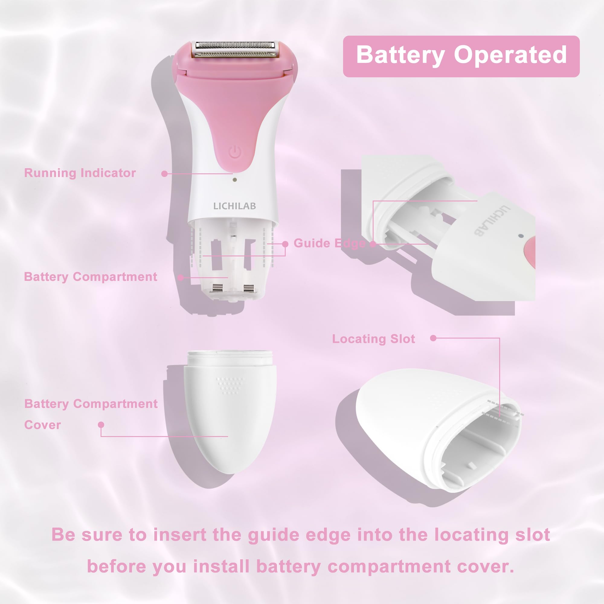 Best Women's Electric Razor - Lady Shaver for Bikini, Legs & Underarms - Wet & Dry Cordless Pubic Hair Trimmer - Peach/PK8Y - Perfect for Travel, Gym & Smooth Skin Care
