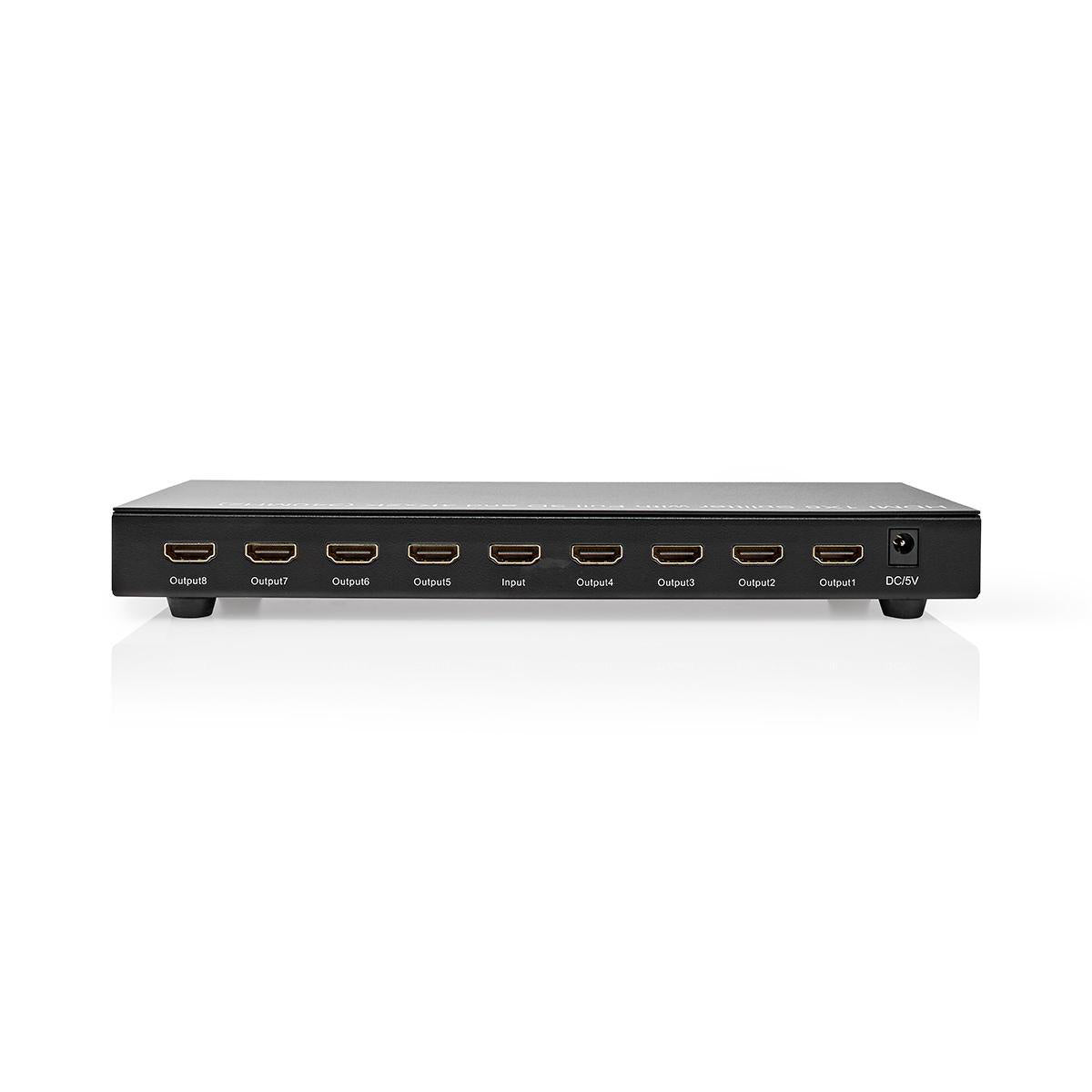 8-Port HDMI Splitter 4K@30Hz 3.4Gbps - 8x HDMI Output Metal Case (Anthracite) for Home Theater, Gaming & Multi-Screen Presentations
