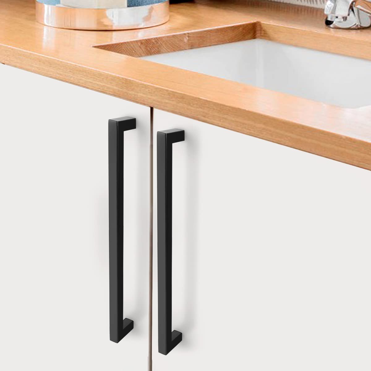 20 Pack Black Square Cabinet Pulls 12-3/5