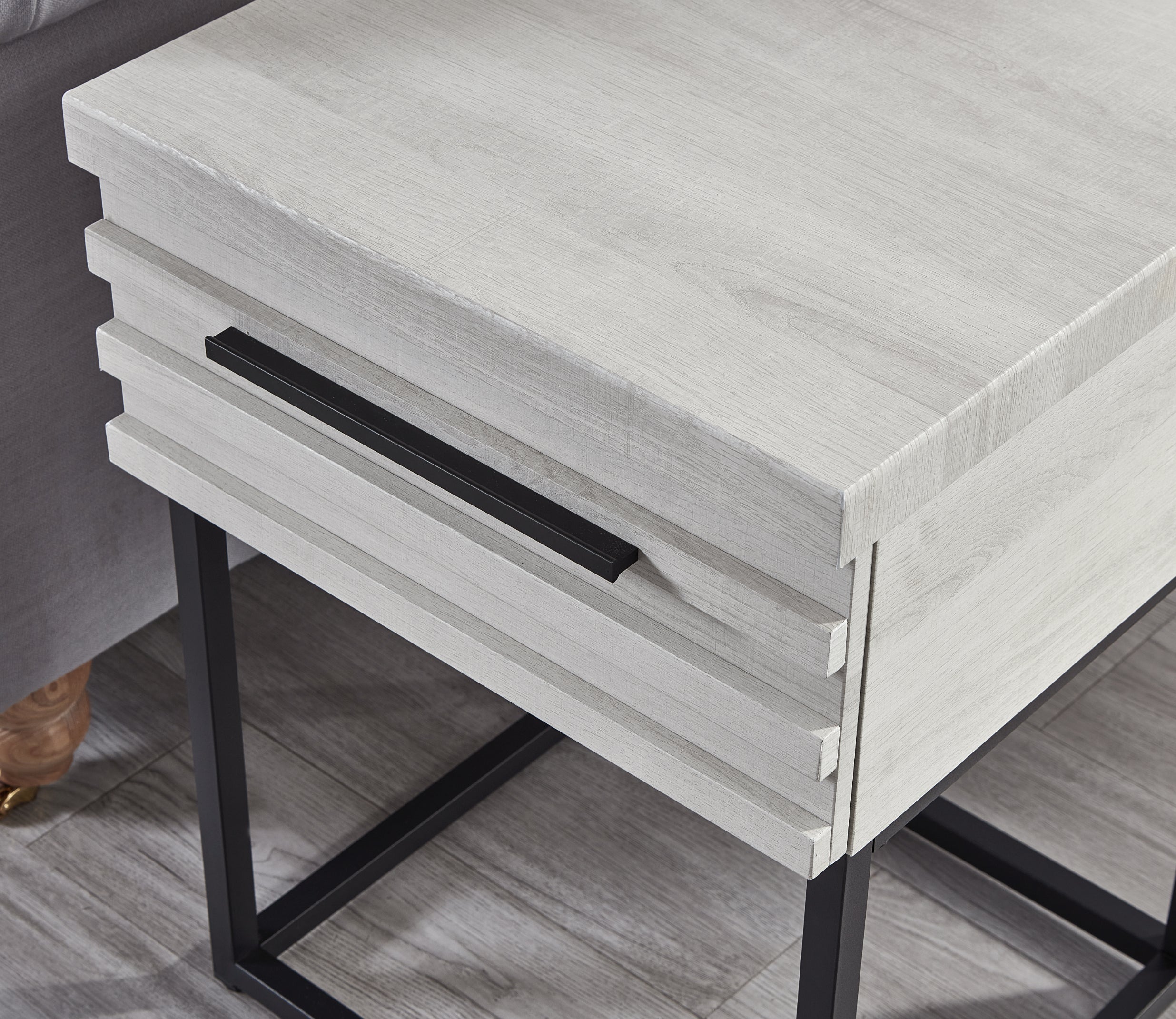 Roundhill Furniture Celestial Contemporary Storage End Table - Modern Nightstand with Drawer for Bedroom, Living Room & Office - Stylish Side Table for Home Decor & Organization