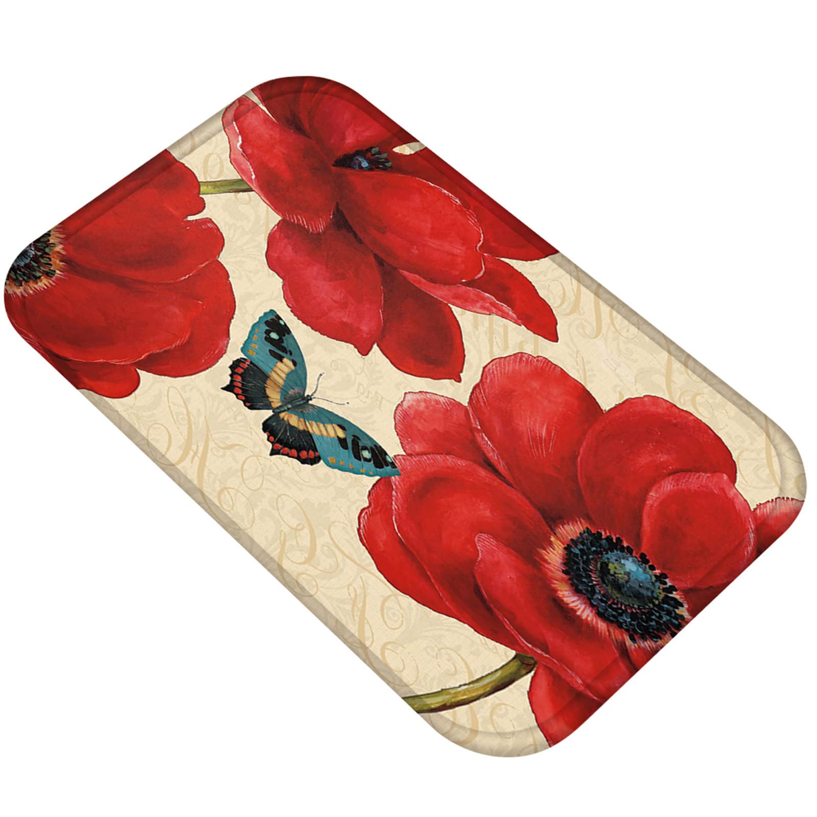 Soft Flannel Flower Pattern Carpet - Non-Slip Floor Mat for Dorm Room, Bedroom & Entryway - Bright Color Home Decor with Easy Storage