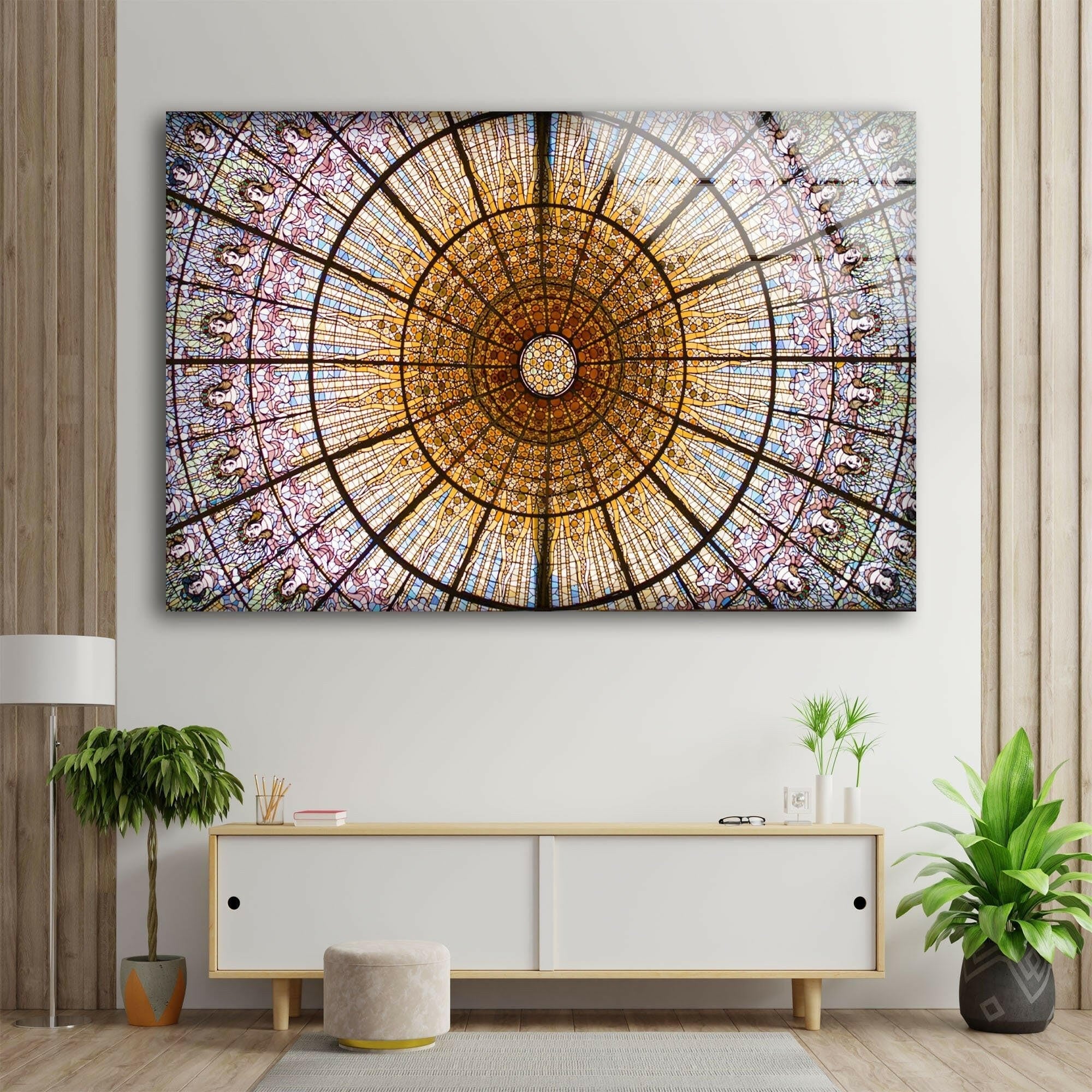 Barcelona Stained Glass Church Wall Art - Handmade Religious Home Decor for Living Room, Bedroom & Office - Perfect Gift for Christian Housewarming & Wedding