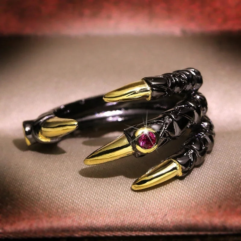 Dragon Claws Ring for Men - Gothic Punk Jewelry with Stainless Steel Band - Perfect for Cosplay, Halloween, and Alternative Fashion
