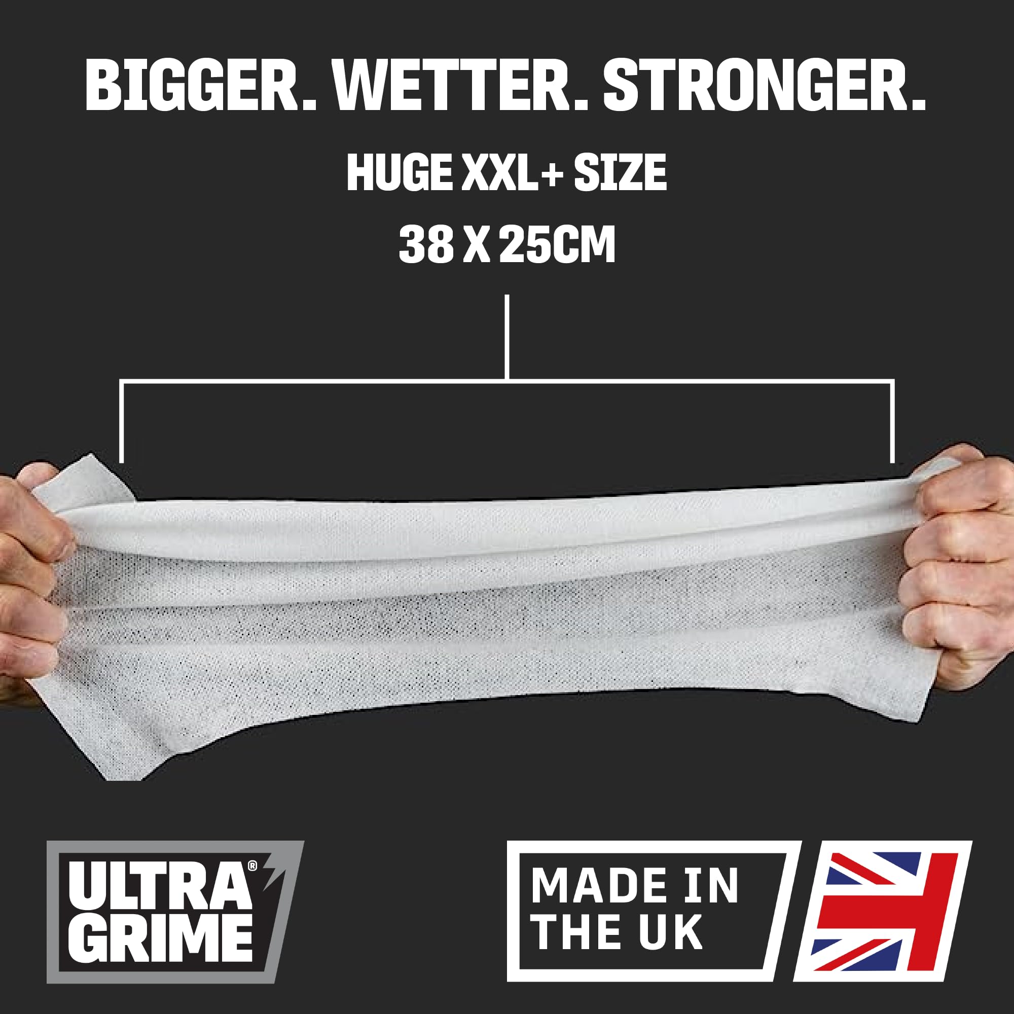 UltraGrime XXL Heavy Duty Cleaning Wipes - 80 Extra Thick Multi-Purpose Wipes for Garage, Bike, Car Dashboard & Leather Cleaning | Ideal for Auto Detailing, Workshop & Home Use