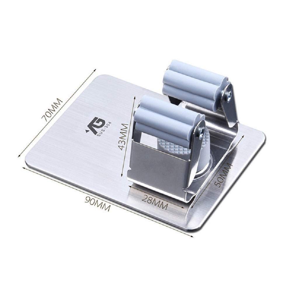 2-Pack 304 Stainless Steel Broom Holder with Magic Stickers - Wall Mounted Storage Rack for Brooms, Mops & Umbrellas - Space Saving Kitchen & Garage Organization Solution