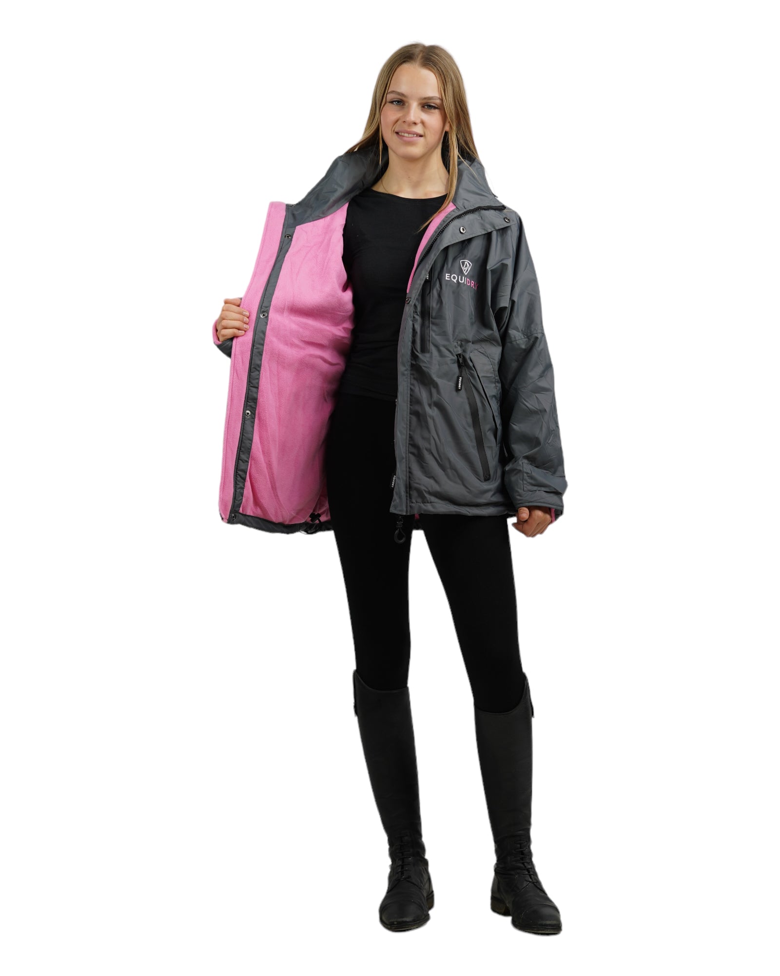 Women's Thin Fleece Shortie - Charcoal & Penelope Pink | Cozy Lounge Wear for Home, Travel & Casual Outings