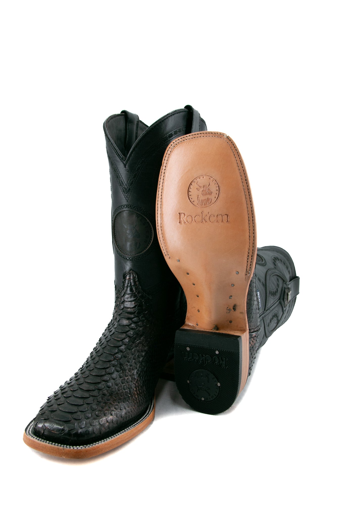 Exotic Python Square Toe Cowboy Boots for Men & Women - Western Style Fashion Boots for Rodeo, Country Music Festivals & Night Out