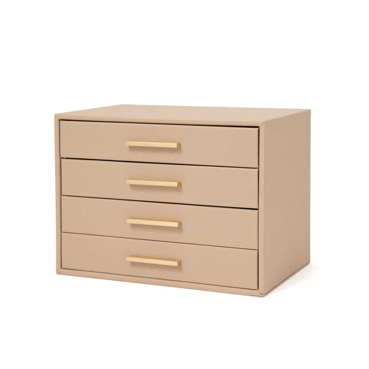 Elegant 4-Section Beige Jewelry Organizer Box for Necklaces, Rings & Earrings - Perfect for Bedroom Vanity, Travel & Gift Giving