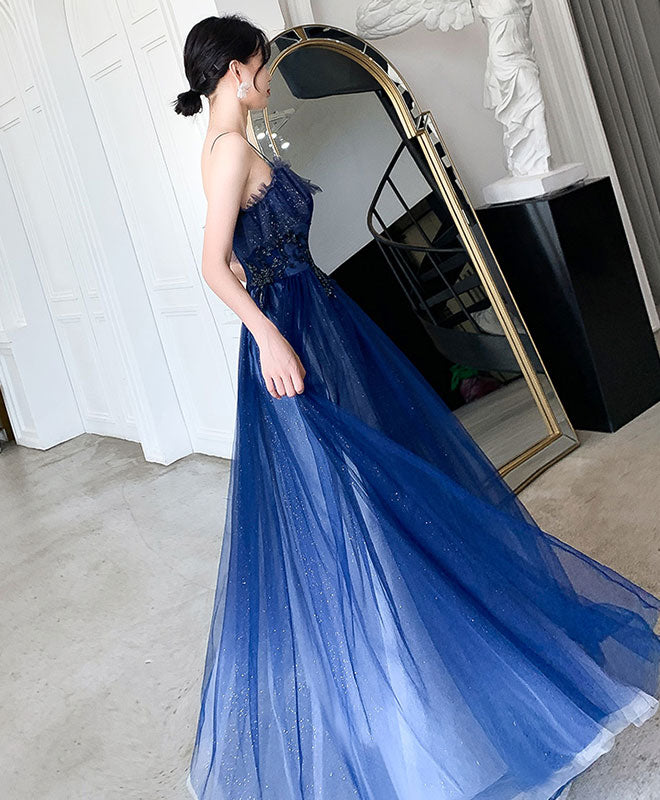 Elegant Blue Sweetheart Tulle Lace Long Prom Dress - Formal Evening Gown for Homecoming, Wedding, Quinceañera & Special Occasions