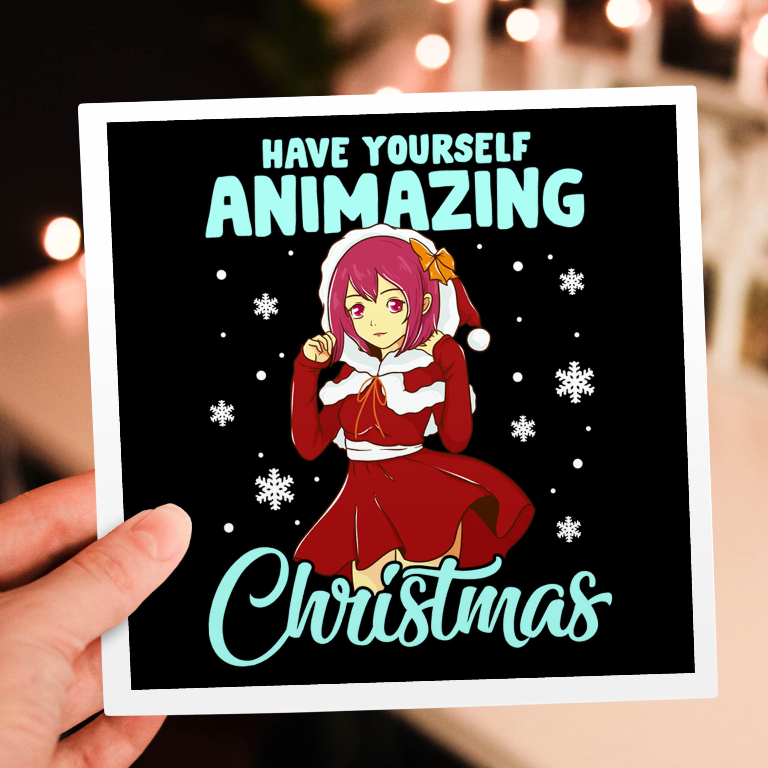 3D Rose Anime Manga Christmas Greeting Cards - 6 Pack Holiday Comic Cards for Anime Lovers - Perfect for Christmas Gifts, Party Invitations & Holiday Greetings